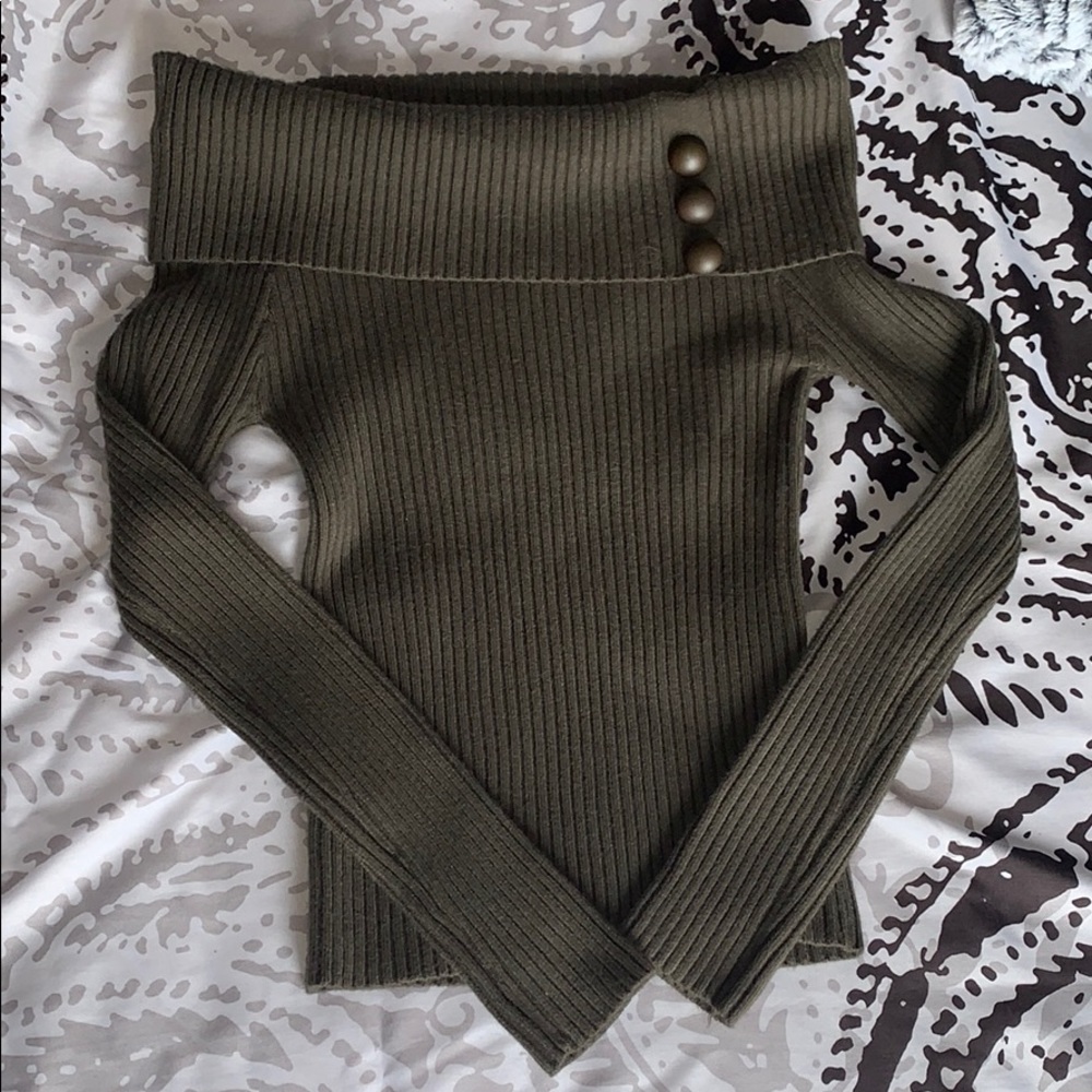 Olive off shoulder sweater